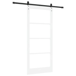 Porte coulissante Blanc 93 x 211 cm Bois de pin massif et verre 618254618254