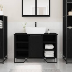 Meuble de Lavabo de Salle de Bain Chêne noir 91 x 35 x 60 cm 618256618256