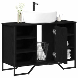 Meuble de Lavabo de Salle de Bain Chêne noir 91 x 35 x 60 cm 618256618256