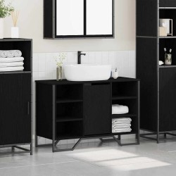 Meuble de Lavabo de Salle de Bain Chêne noir 91 x 35 x 60 cm 618256618256