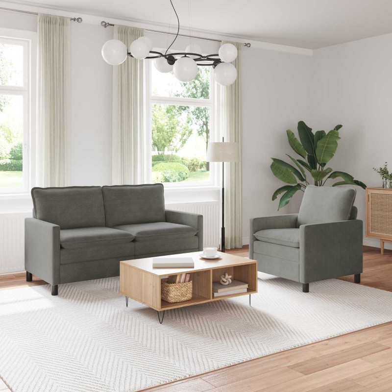 Ensemble de Canapés 2 pcs Gris clair Tissu 618262618262