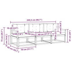 Ensemble de canapés d'extérieur 3 pcs Blanc et crème Polyester 618266618266