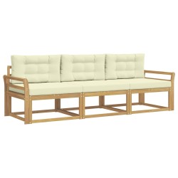 Ensemble de canapés d'extérieur 3 pcs Blanc et crème Polyester 618267618267