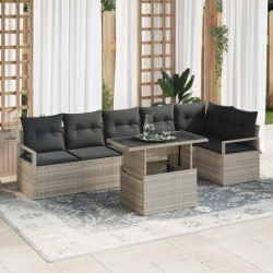 Ensemble de canapé de jardin 7 pcs Gris clair polyrotin 618271618271