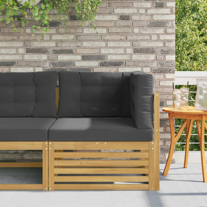 Canapé d'angle extérieur Bois d'Acacia Massif Blanc 618277618277