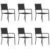 Chaise à dîner de jardin empilable lot de 6 noir résine tressée 618282618282