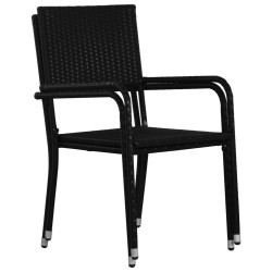 Chaise à dîner de jardin empilable lot de 6 noir résine tressée 618282618282