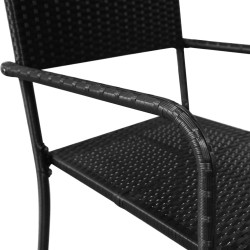 Chaise à dîner de jardin empilable lot de 6 noir résine tressée 618282618282