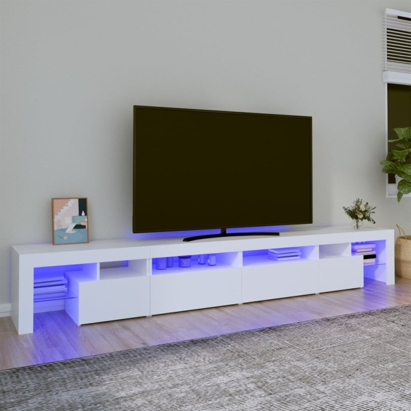 Meuble TV avec lumières LED Blanc 260x36,5x40 cm 618283618283