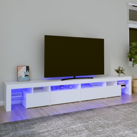 Meuble TV avec lumières LED Blanc 260x36,5x40 cm 618283618283