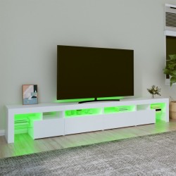 Meuble TV avec lumières LED Blanc 260x36,5x40 cm 618283618283