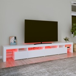 Meuble TV avec lumières LED Blanc 260x36,5x40 cm 618283618283