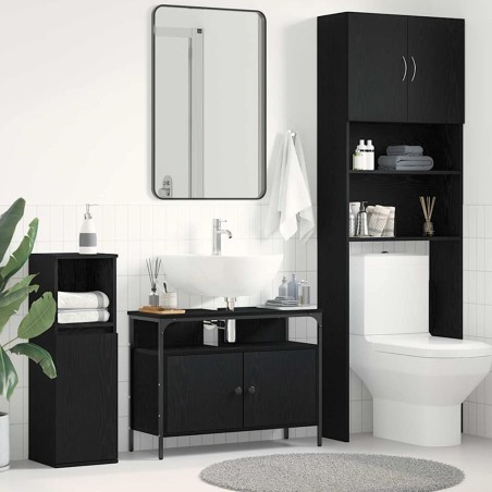 Meuble de Lavabo de Salle de Bain Chêne noir 80 x 30 x 60 cm 618284618284