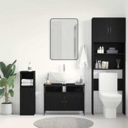 Meuble de Lavabo de Salle de Bain Chêne noir 80 x 30 x 60 cm 618284618284