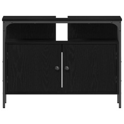 Meuble de Lavabo de Salle de Bain Chêne noir 80 x 30 x 60 cm 618284618284