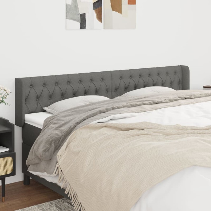 Tête de lit avec oreilles Gris foncé 203x16x78/88 cm Tissu 618285618285