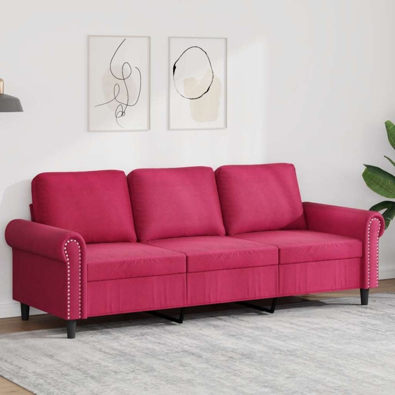 Canapé à 3 places Rouge bordeaux 180 cm Velours 618303618303