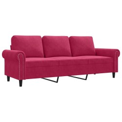 Canapé à 3 places Rouge bordeaux 180 cm Velours 618303618303