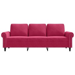 Canapé à 3 places Rouge bordeaux 180 cm Velours 618303618303