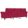 Canapé à 3 places Rouge bordeaux 180 cm Velours 618303618303
