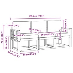 Ensemble de canapés d'extérieur 3 pcs 618316618316