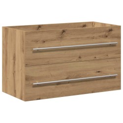 Meuble sous-vasque de salle de bain en chêne massif 80 x 38,5 x 48 cm bois d'ingénierie 618319618319
