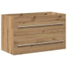 Meuble sous-vasque de salle de bain en chêne massif 80 x 38,5 x 48 cm bois d'ingénierie 618319618319