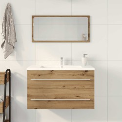 Meuble sous-vasque de salle de bain en chêne massif 80 x 38,5 x 48 cm bois d'ingénierie 618319618319