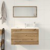 Meuble sous-vasque de salle de bain en chêne massif 80 x 38,5 x 48 cm bois d'ingénierie 618319618319