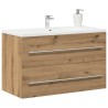 Meuble sous-vasque de salle de bain en chêne massif 80 x 38,5 x 48 cm bois d'ingénierie 618319618319