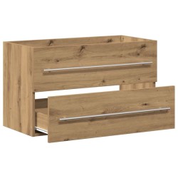 Meuble sous-vasque de salle de bain en chêne massif 80 x 38,5 x 48 cm bois d'ingénierie 618319618319