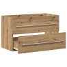 Meuble sous-vasque de salle de bain en chêne massif 80 x 38,5 x 48 cm bois d'ingénierie 618319618319