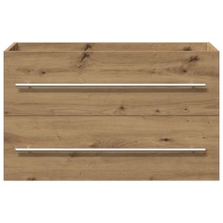 Meuble sous-vasque de salle de bain en chêne massif 80 x 38,5 x 48 cm bois d'ingénierie 618319618319