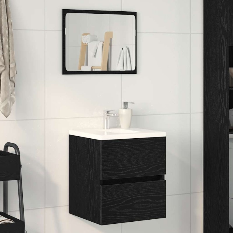 Meuble sous-vasque de salle de bain en chêne noir 41 x 38,5 x 45 cm bois d'ingénierie 618332618332