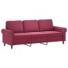 Canapé à 3 places et repose-pieds Rouge bordeaux 180 cm Velours 618338618338