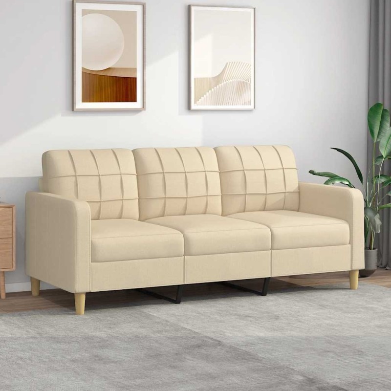 Canapé à 3 places Crème 180 cm Tissu 618339618339