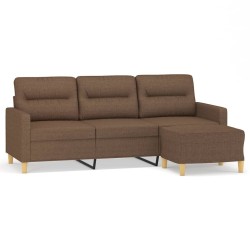 Canapé à 3 places avec repose-pieds Marron 180 cm Tissu 618342618342