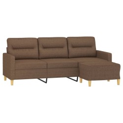 Canapé à 3 places avec repose-pieds Marron 180 cm Tissu 618342618342