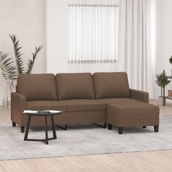 Canapé à 3 places avec repose-pieds Marron 180 cm Tissu 618343618343