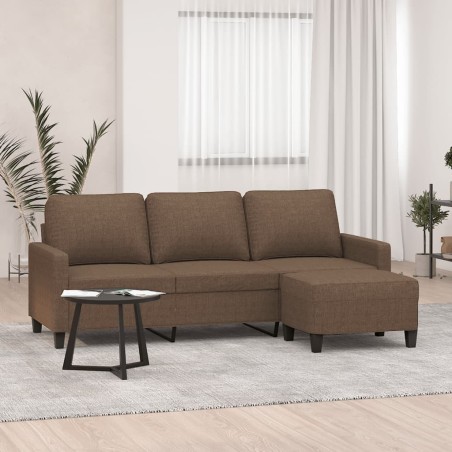 Canapé à 3 places avec repose-pieds Marron 180 cm Tissu 618343618343