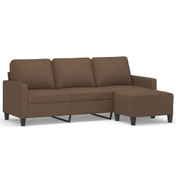 Canapé à 3 places avec repose-pieds Marron 180 cm Tissu 618343618343