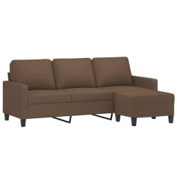 Canapé à 3 places avec repose-pieds Marron 180 cm Tissu 618343618343