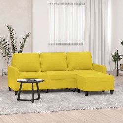 Canapé à 3 places avec repose-pieds Jaune clair 180 cm Tissu 618344618344