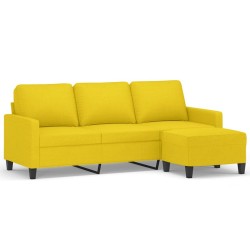 Canapé à 3 places avec repose-pieds Jaune clair 180 cm Tissu 618344618344