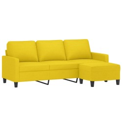 Canapé à 3 places avec repose-pieds Jaune clair 180 cm Tissu 618344618344