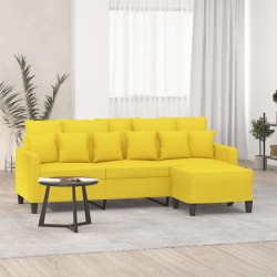 Canapé à 3 places avec repose-pieds Jaune clair 180 cm Tissu 618345618345