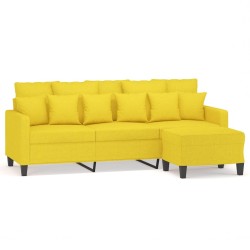 Canapé à 3 places avec repose-pieds Jaune clair 180 cm Tissu 618345618345