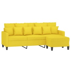 Canapé à 3 places avec repose-pieds Jaune clair 180 cm Tissu 618345618345