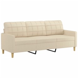 Canapé 3 places avec oreillers décoratifs crème 180 cm tissu 618367618367