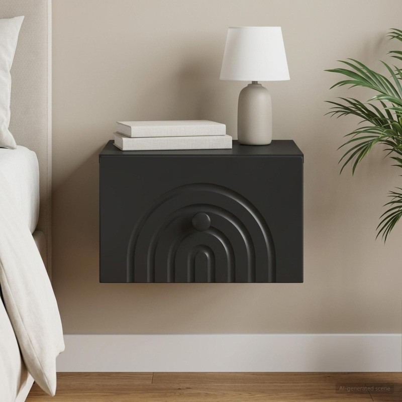 Cabinet de chevet mural avec tiroir Noir 33 x 34,5 x 20 cm 618369618369